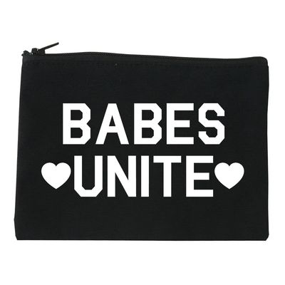 FASHIONISGREAT Babes Unite Hearts Cosmetic Makeup Bag Black Medium