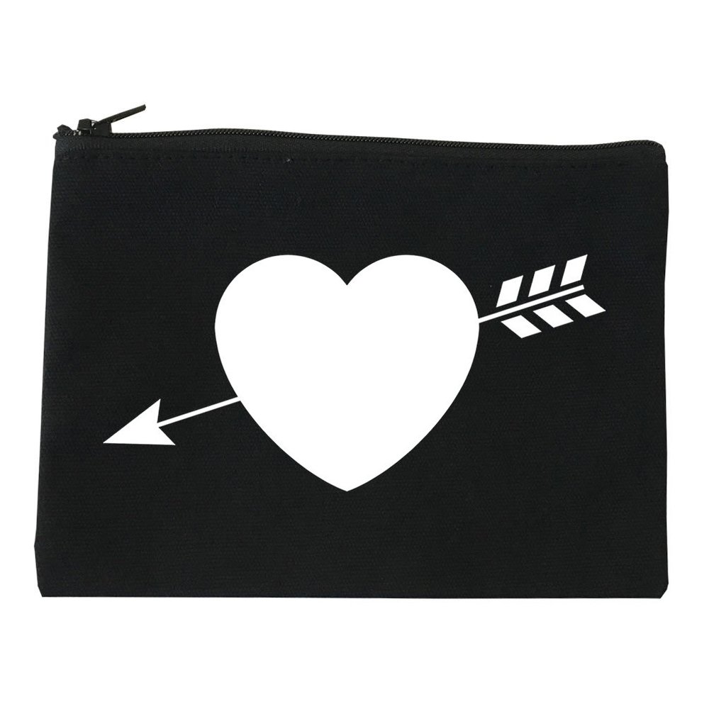 Heart Arrow Cupid Chest Cosmetic Makeup Bag Black Large
