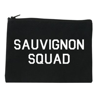 FASHIONISGREAT Sauvignon Squad Bachelorette Party Cosmetic Makeup Bag Black Medium