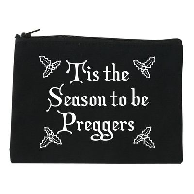 Season To Be Preggers christmas holiday Cosmetic Makeup Bag Black Medium