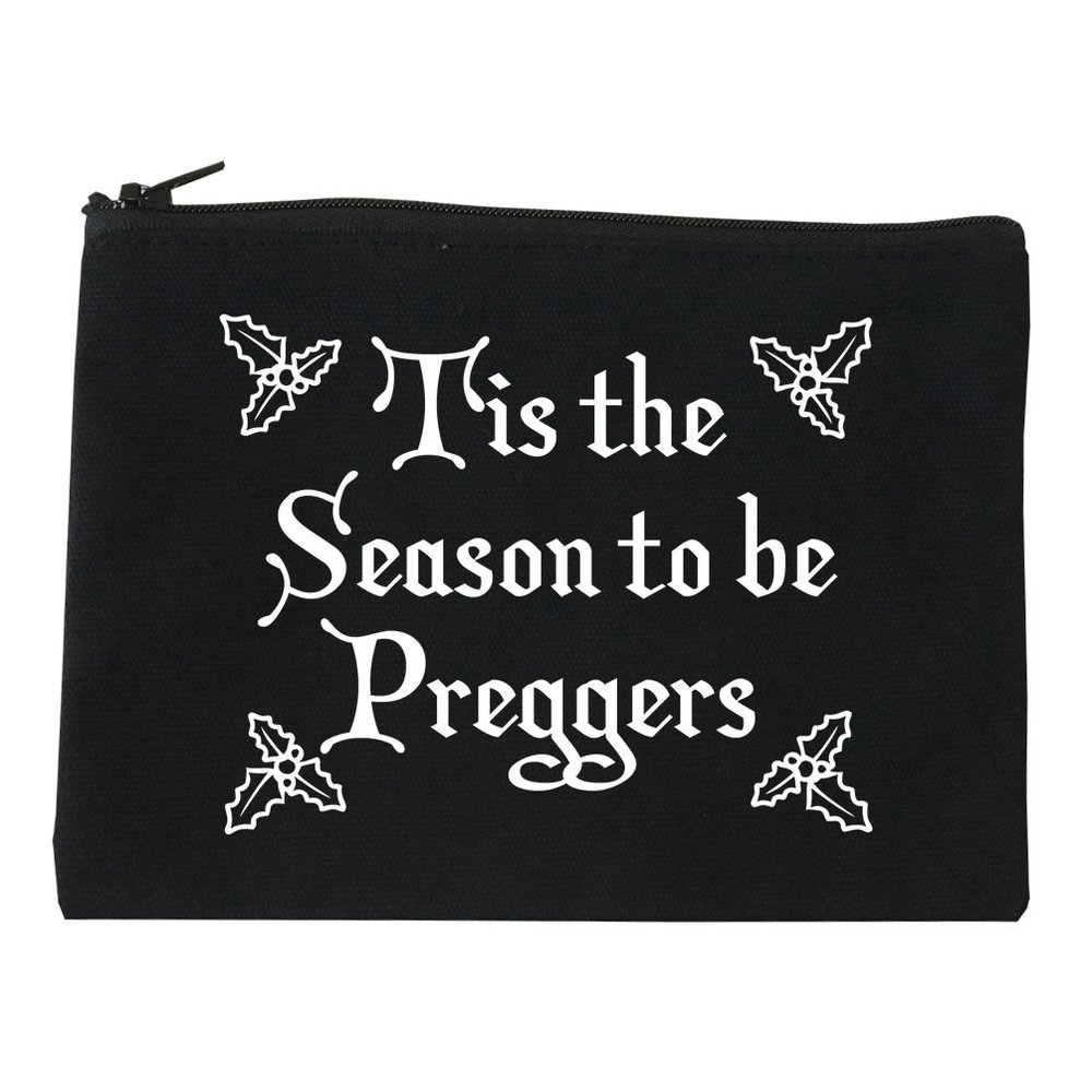 Season To Be Preggers christmas holiday Cosmetic Makeup Bag Black Medium