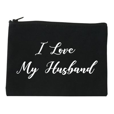I Love My Husband Mom Gift Cosmetic Makeup Bag Black Medium