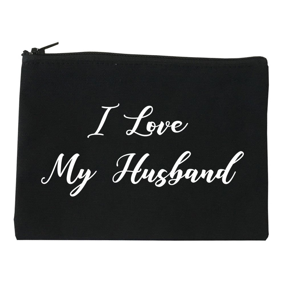 I Love My Husband Mom Gift Cosmetic Makeup Bag Black Medium