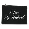 I Love My Husband Mom Gift Cosmetic Makeup Bag Black Medium view 1