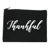 FASHIONISGREAT Thankful Script Thanksgiving Cosmetic Makeup Bag Black Medium view 1