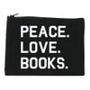 Peace Love Books Cosmetic Makeup Bag Black Medium view 1