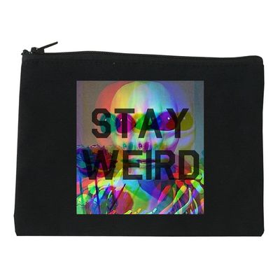FASHIONISGREAT Stay Weird Alien Psychedelic Cosmetic Makeup Bag Black Medium