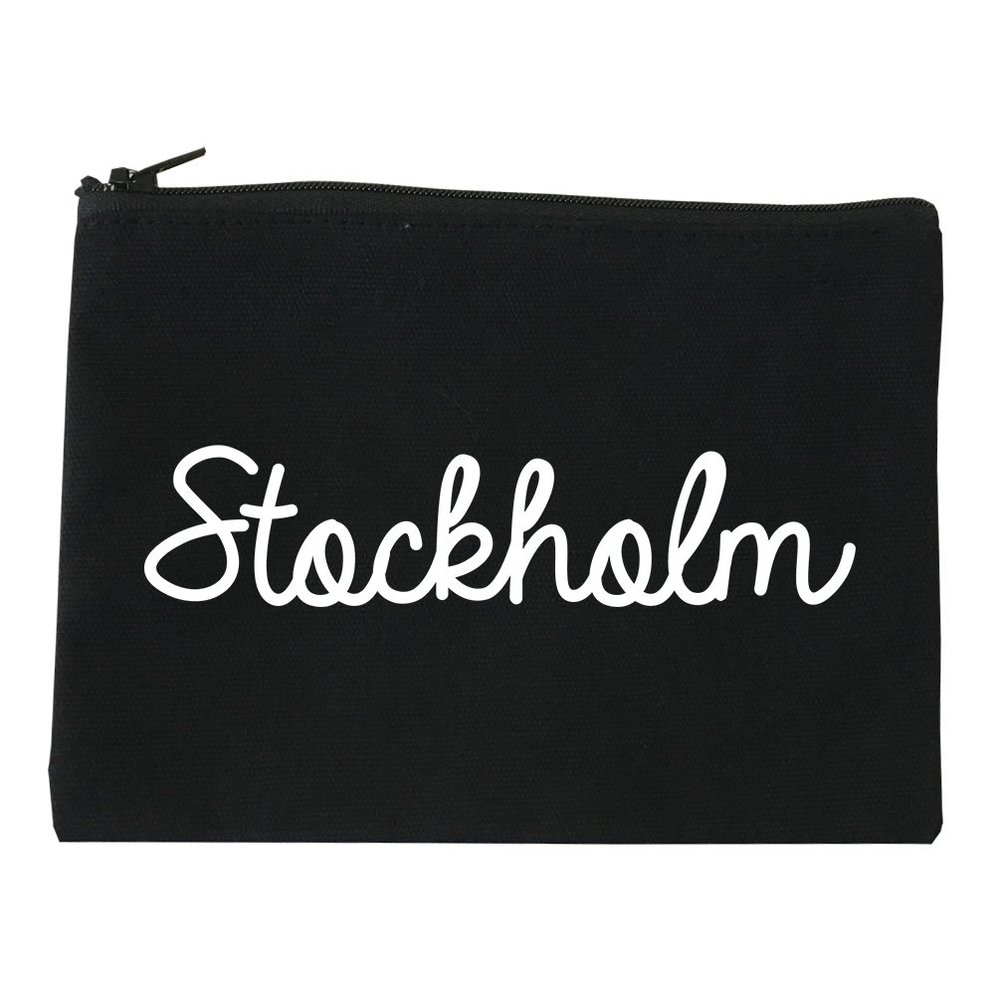 FASHIONISGREAT Stockholm Sweden Script Chest Cosmetic Makeup Bag Black Medium