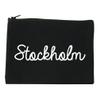 FASHIONISGREAT Stockholm Sweden Script Chest Cosmetic Makeup Bag Black Medium view 1