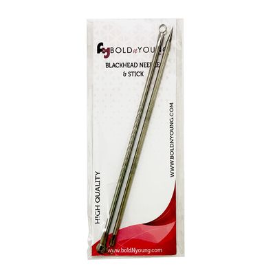 BoldnYoung, Stainless Steel Blackhead Remover Needle Round and Pointed Tip, Purple (Pack of 2)