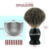 Anbbas Pure Badger Shaving Brush with Wood Handle,Stainless Steel Shaving Stand and Soap Bowl Perfect for Men Wet Shave view 3