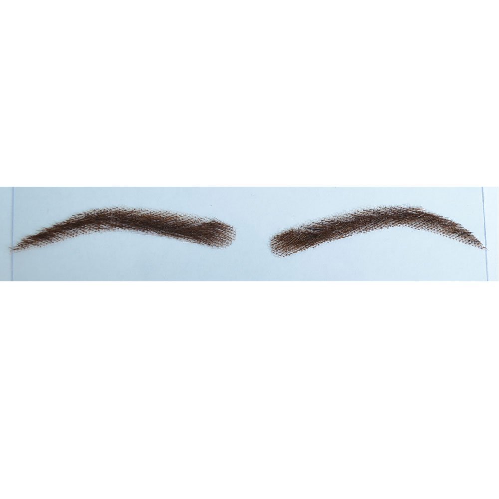 AIRAO Swiss Lace Base Human Hair Eyebrows 1 Pair Style 4#4(Dark Brown Color)
