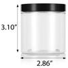 JUVITUS 8 oz Clear PET Plastic Straight Sided Jar with Black Lids (8 pack) + Spatulas view 2