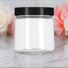 JUVITUS 8 oz Clear PET Plastic Straight Sided Jar with Black Lids (8 pack) + Spatulas view 3