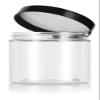 JUVITUS 8 oz Clear PET Plastic Straight Sided Jar with Black Lids (8 pack) + Spatulas view 4
