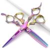5.5 inch and 6 Inch Purple Hairdressing Scissors Barber Professional Hair Scissors Hand-cutting and Thinning Scissors (6 inch Set) view 1