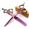 5.5 inch Purple Hairdressing Barber Professional Hair Hand-Cutting and Thinning Scissors (5.5 inch Set) view 1