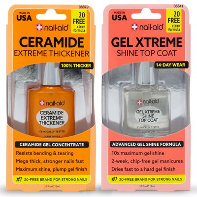 NAIL-AID Ceramide Extreme Thickener + Gel Top Coat, Clear, 2 Count
