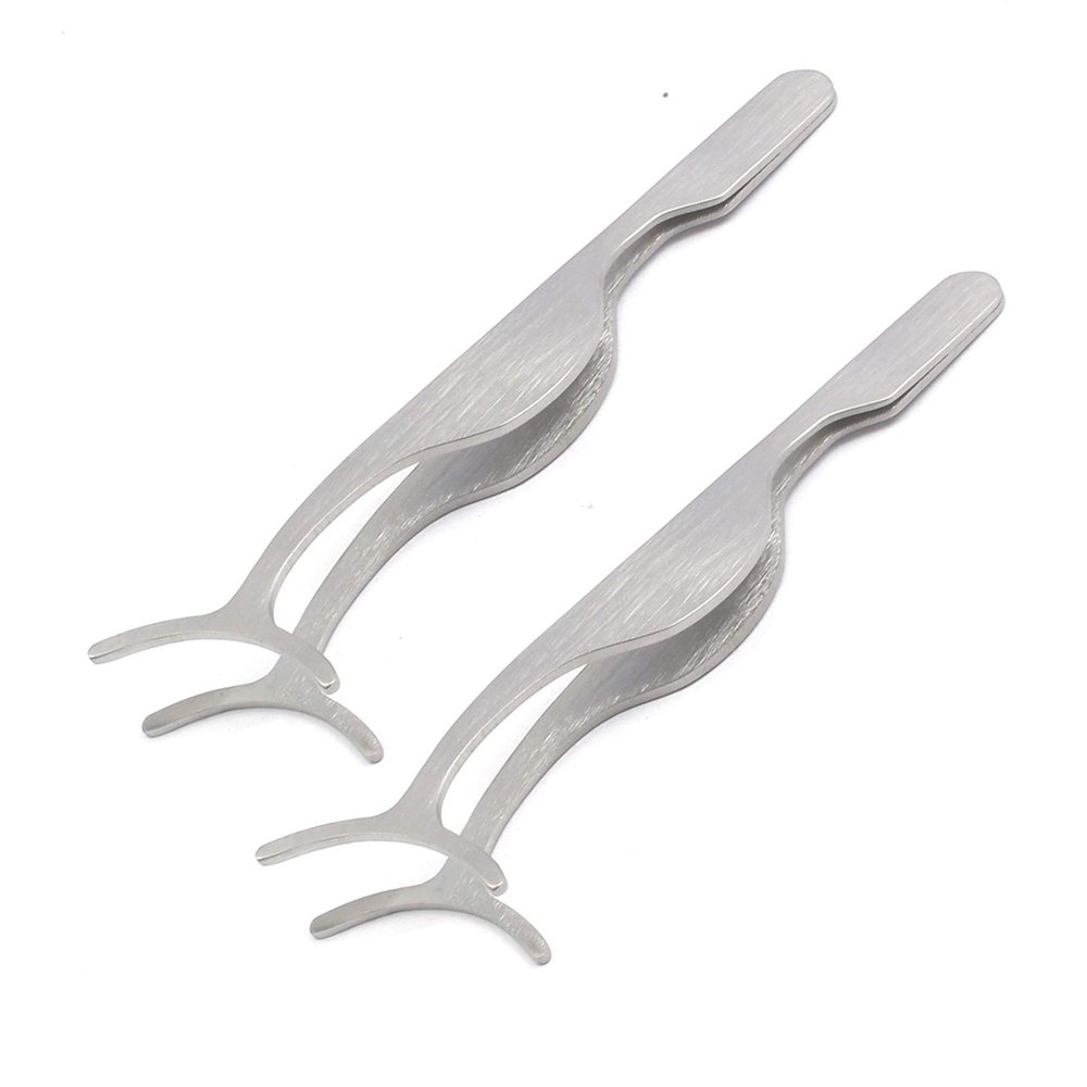 2PCS FALSE EYELASHES EXTENSION APPLICATOR REMOVER CLIP TWEEZERS NIPPER SET by G.S Online Store