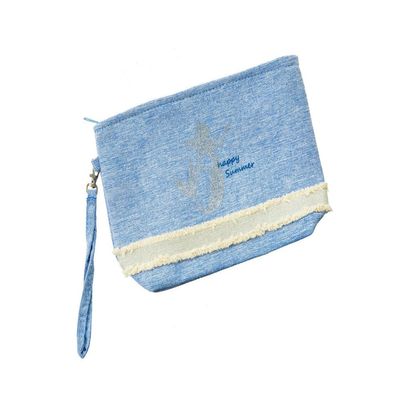 10" x 6" Glitter Mermaid Makeup Cosmetic Pouch Bag w/Wrist Strap (Blue)