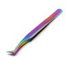 AAPROTOOLS 10 PCS Stainless Steel Multi Rainbow Color 3D Eyelash Extension Tweezers SEMI Angled A+ Quality view 2