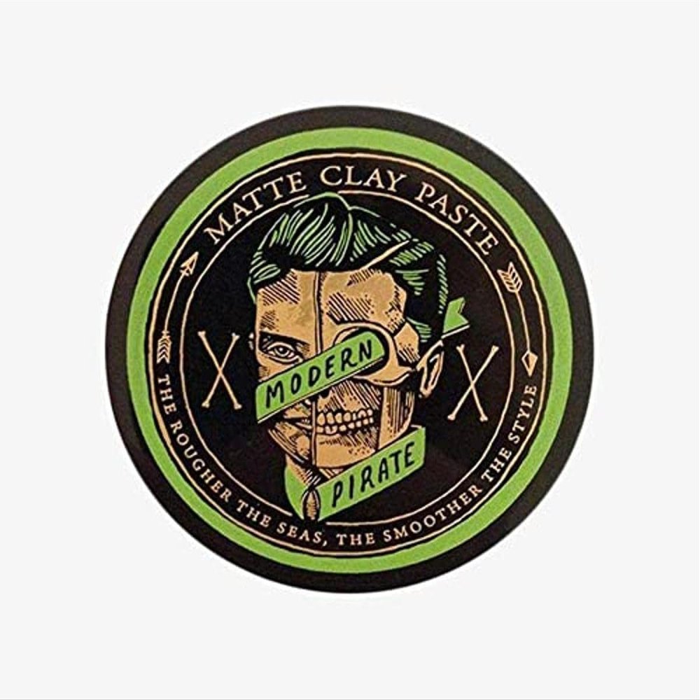 Modern Pirate Matte Clay Paste with Medium Hold for Natural Texture & Volume with Kaolin, Lemon Peel, and Sunflower Seed Wax, 3.2 Oz