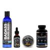 Badass Beard Care Growth Kit for Men Consists of Beard Oil, Balm or Wax, Beard Wash & The Bearded Mans Multivitamin - Natural Ingredients & Keeps Beard Full, Soft and Healthy view 1