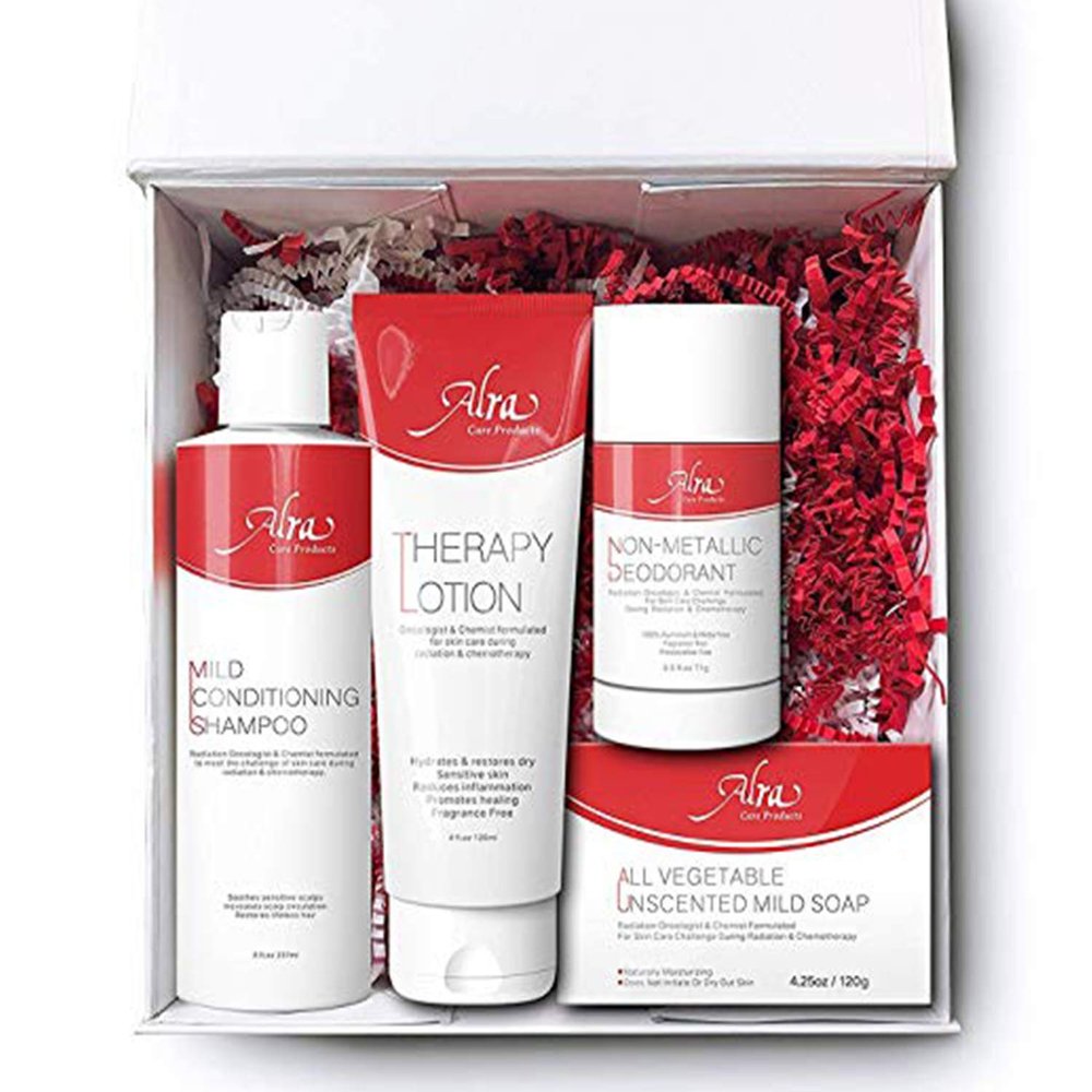Alra Chemo & Radiation Kit Therapy Skincare Bundle (4-Piece Set) Deep Moisturizing Lotion, Mild Soap, Conditioning Shampoo, Non-Metallic Deodorant | Natural, Soothing Wellness for Cancer Patients