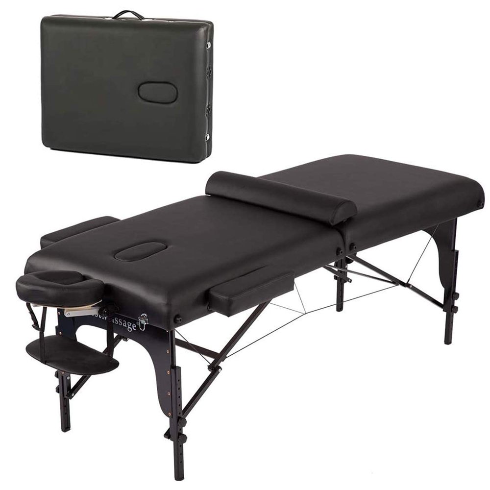 BestMassage Massage Bed Portable Massage Table 77" L 30" W 4" THK Lash Bed Height Adjustable 2 Folding PU Leather Spa Table with Oxford Bag for Spa Footmassage Facial CareSpa Tattoo