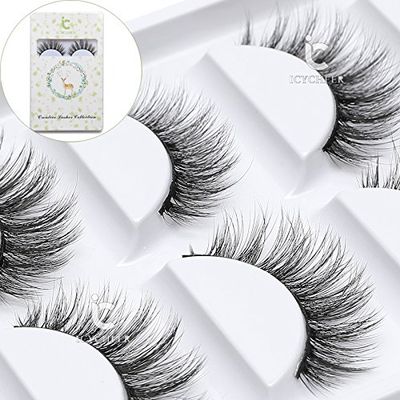 ICYCHEER Makeup Cosmetics 5 Pairs/Box Real Mink 3D False Eyelashes 100% Siberian Mink Fur Natuarl Long Thick Fake Eyelashes Handmade