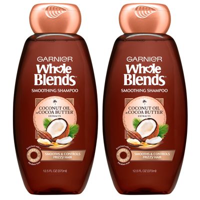 Garnier Whole Blends Smoothing Shampoo with Coconut Oil & Cocoa Butter Extracts, 12.5 Fl Oz (Packaging May Vary), 2 Count