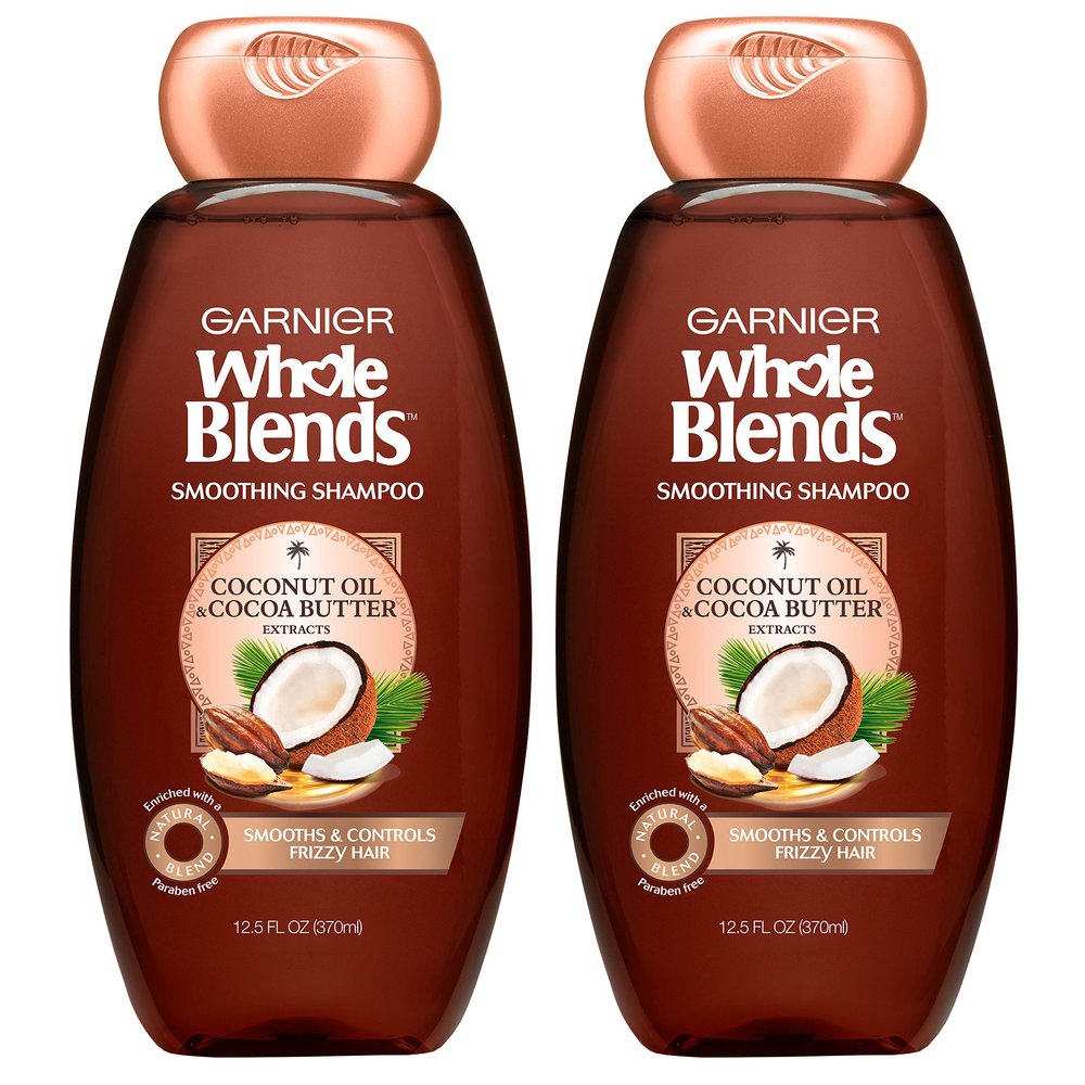 Garnier Whole Blends Smoothing Shampoo with Coconut Oil & Cocoa Butter Extracts, 12.5 Fl Oz (Packaging May Vary), 2 Count