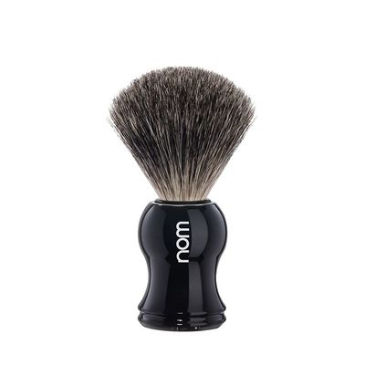 MHLE NOM Gustav Shaving Brush | Pure Badger Shave Brush for Shaving Soaps and Creams | Exfoliating Shaving Brush | Black Handle