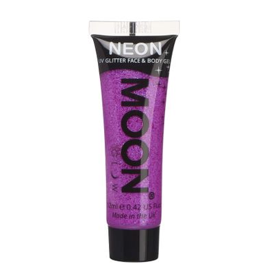 Moon Glow - Neon UV Glitter Face & Body Gel - 0.42oz Purple  Glitter Face Paint