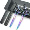 5.5 Inches Hair Scissors with Thinning Comb Hair Cutting Shears Thinning Shears set for Professional and Personal (Rainbow) view 1
