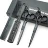 5.5 Inches Hair Scissors with Thinning Comb Hair Cutting Shears Thinning Shears set for Professional and Personal (Black) view 1