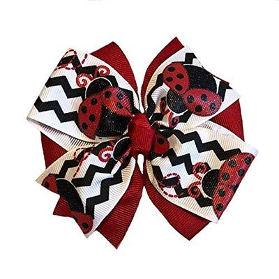 Chevron Ladybug Pinwheel Hair Bow