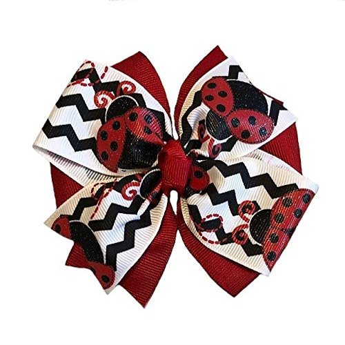 Chevron Ladybug Pinwheel Hair Bow