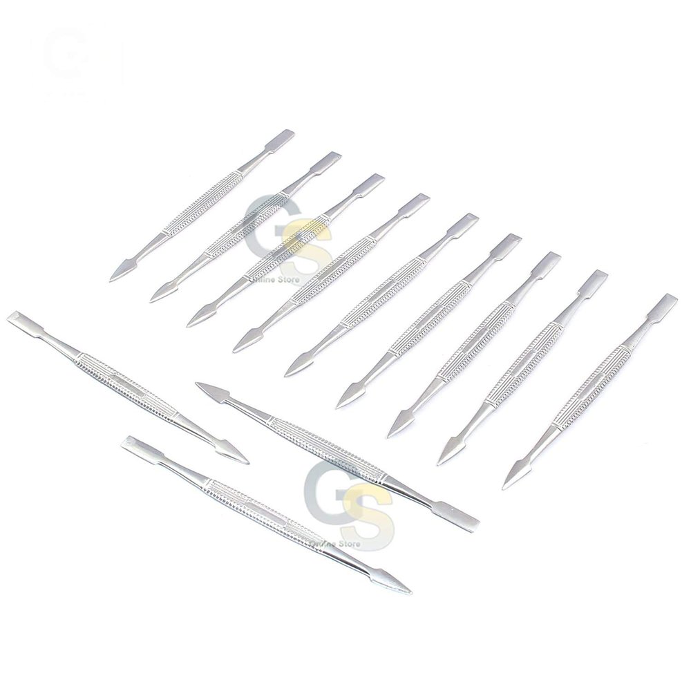 G.S 12 PCS OF PROFESSIONAL NAIL CUTICLE PUSHER CHROME PLATED STAINLESS STEEL