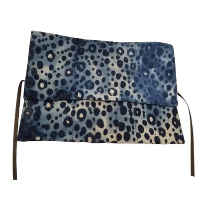 Blue & Cream Dotted Batik Straight Edge Razor Storage