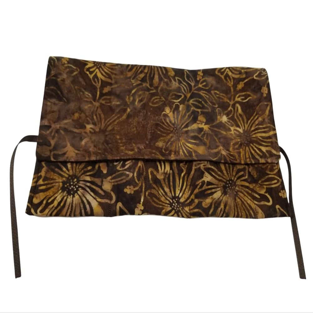Brown and Gold Batik Straight Edge Razor Storage