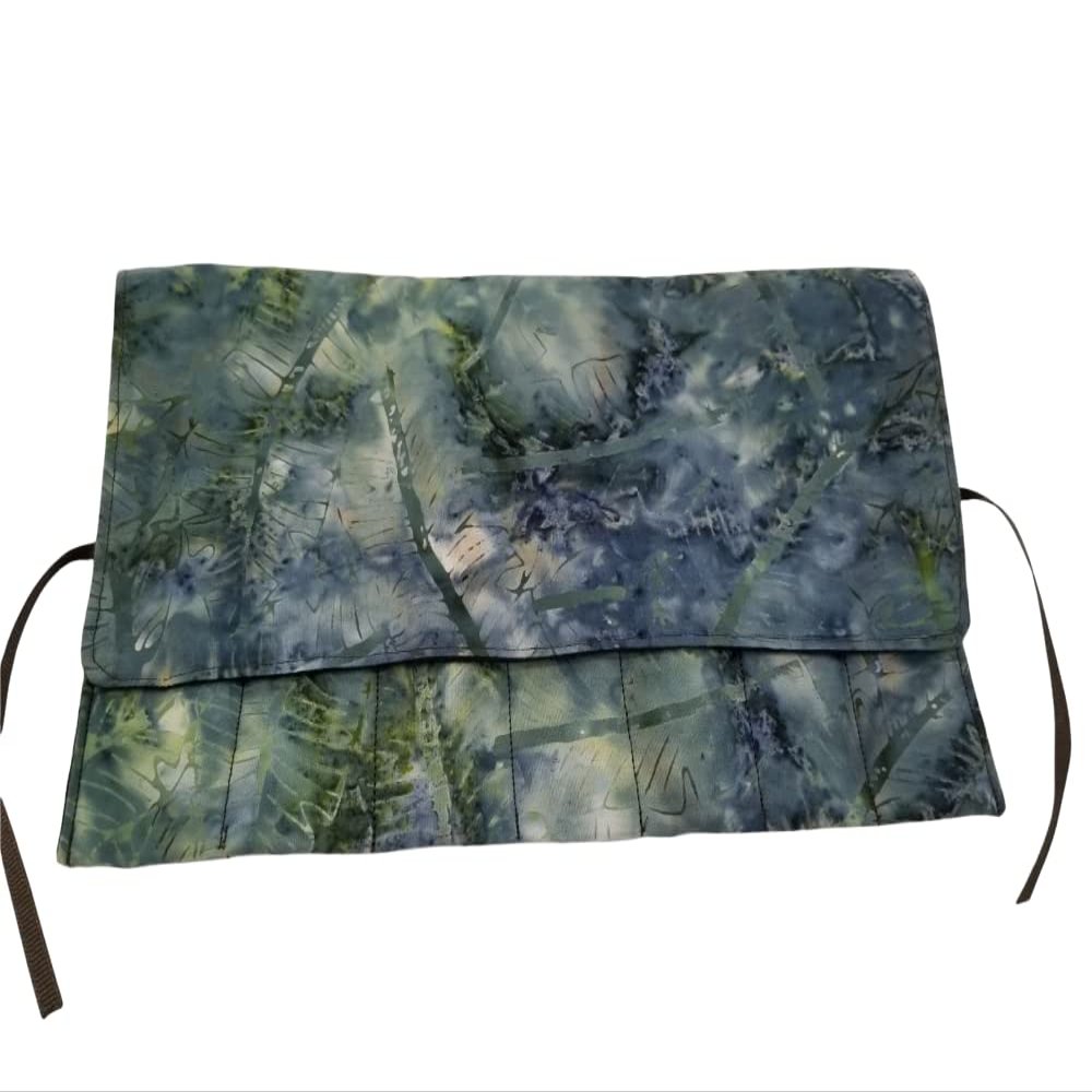 Blue & Green Batik Straight Edge Razor Storage