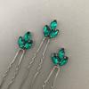 FXmimior Bride Hair Accessories Crystal Hair Pins Clip Bobby Pins Green Rhinestone Bridesmaid Headpiece Customised Wedding pack of 5 view 4