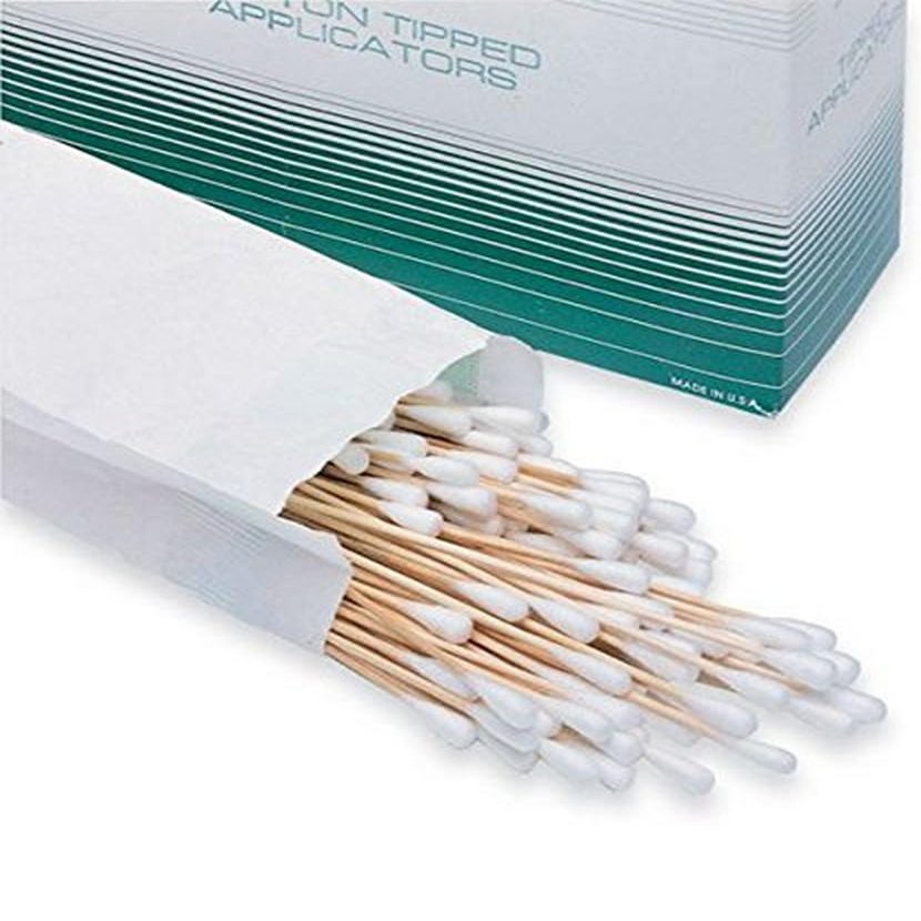 Cotton-Tipped Applicators, X-Large 8'' x 1/12'', Box of 100, Non-Sterile