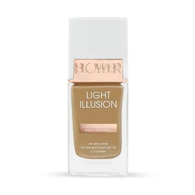 Flower Beauty Light Illusion Foundation with SPF 18 - Liquid Foundation Makeup with Buildable Coverage & Breathable/Lightweight Formula - Natural Complexion (Sable)