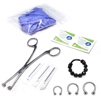 BodyJewelryOnline LionGothic Unisex Body Piercing Kit, Horseshoe Circular, Septum Gauge Jewelry, Catheter Hollow Needles, Hypoallergenic Supplies, 14G, 16G, 18G, Pack of 10