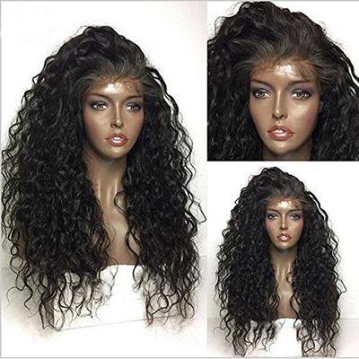 100% Malaysian Virgin Human Hair Glueless Full Lace Wig Deep Curly Free Part Lace Front Wig with Bleached Knots Baby Hair (22" Full Lace Wig)