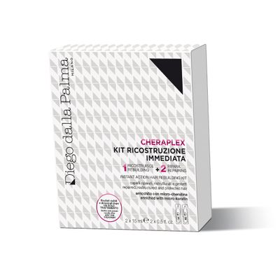Diego dalla Palma Cheraplex Instant Action Hair Rebuilding Kit - Two-Step Shock Action Hair Treatment - Contains Rebuilding And Repairing Phases - Restructures All Hair Types - 2 Pc