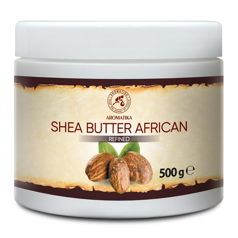 AROMATIKA Refined Shea Butter 17.5 Oz (500g) - Ghana - 100% Natural & Pure Shea Butter for Body Care - Hair - Face - Body Butter - Butyrospermum Parkii