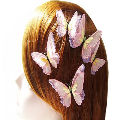10PCS Women Girls 2-layer Butterfly Hair Snap Clips Barrettes Lace Hair Bows Pins Women Edge Clip Clamps Hair Accessories (Colourful)